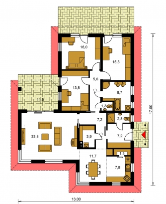 Plan de sol du rez-de-chaussée - BUNGALOW 123
